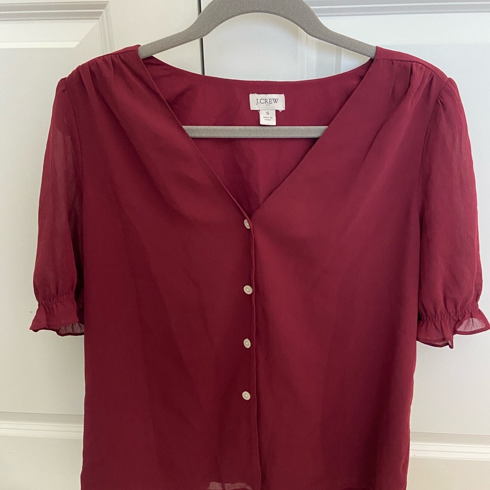 J. Crew Women's Burgundy Button-Up Top